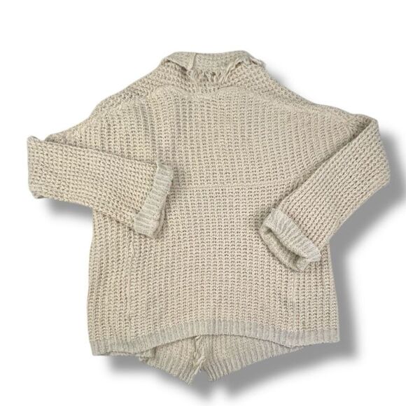 Free People I’ll Be Around Oversized Open Front Fringe Cardigan Size Extra Small - Picture 3 of 5